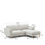 Debra 3-Sitzer-Sofa mit Pouf mit Bezug in perlfarbener Chenille Beine Finsh natur 222 - ZEN ZONE Furniture