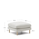 Debra Pouf mit Bezug in perlfarbener Chenille Beine-Finish natur 80 x 80 cm - ZEN ZONE Furniture