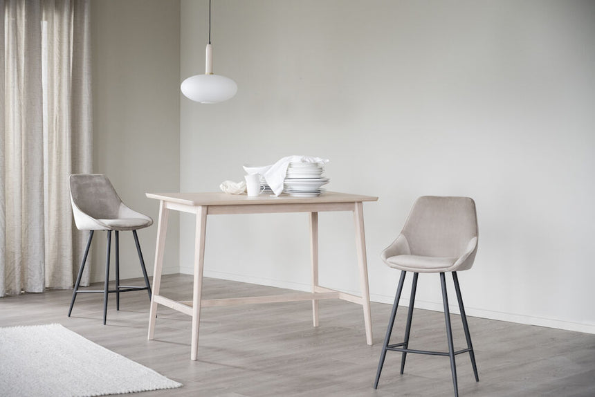 SIERRA Barhocker Samt Beige/schwarz 46x55x97cm - ZEN ZONE Furniture