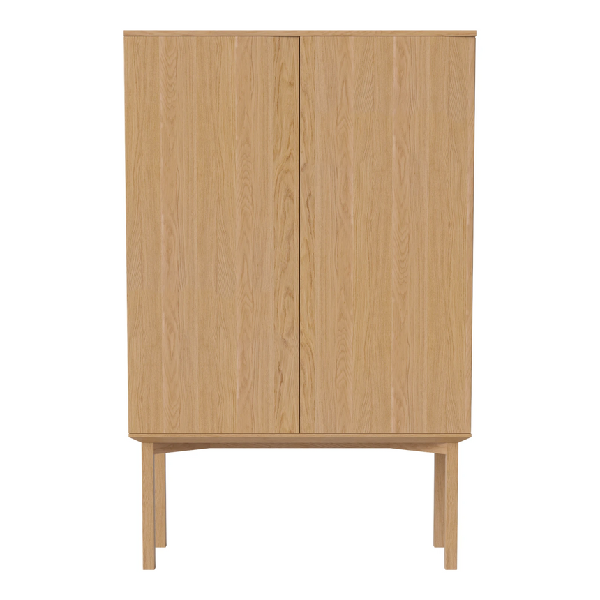 Silent Highboard with wooden frame, in oak, oiled, 100x45 cm