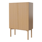 Silent Highboard with wooden frame, in oak, oiled, 100x45 cm