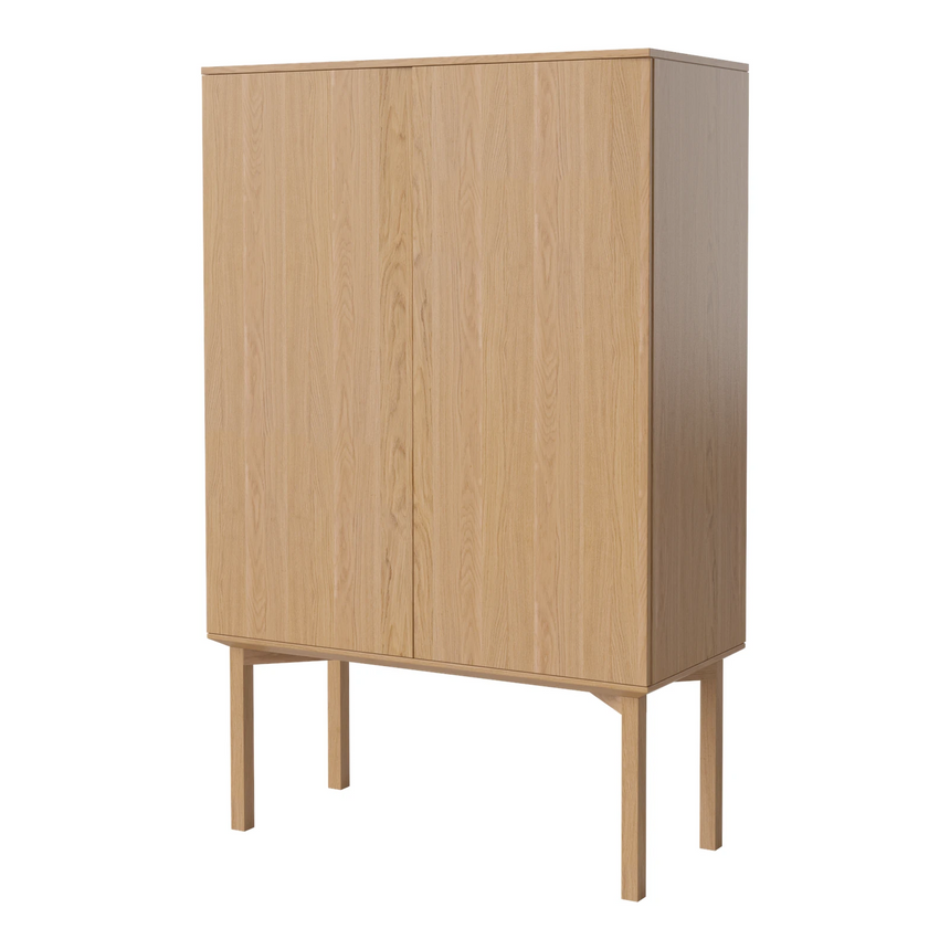Silent Highboard with wooden frame, in oak, oiled, 100x45 cm