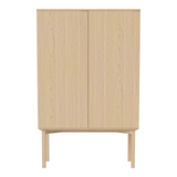 Silent Highboard with wooden frame, in oak, oiled, 100x45 cm