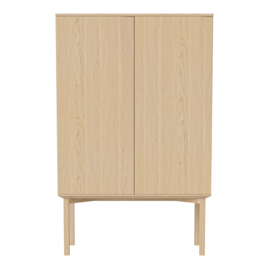 Silent Highboard with wooden frame, in oak, oiled, 100x45 cm