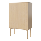 Silent Highboard with wooden frame, in oak, oiled, 100x45 cm