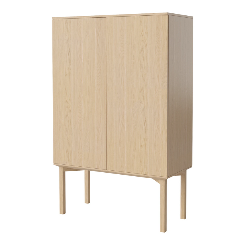 Silent Highboard with wooden frame, in oak, oiled, 100x45 cm