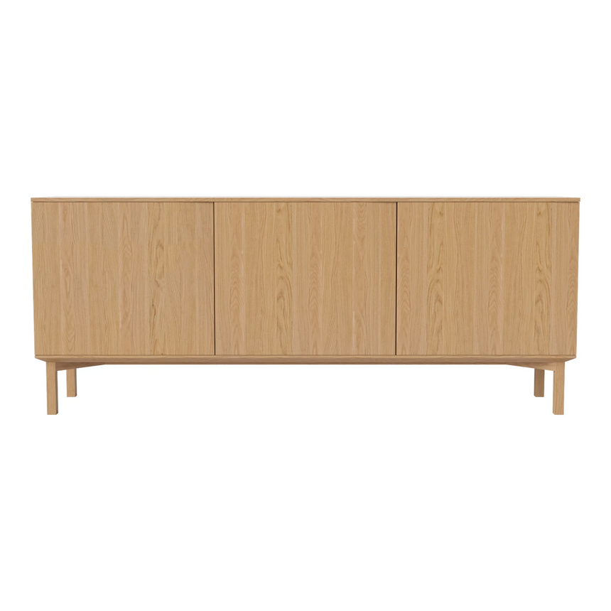 Silent Sideboard avec piétement en bois, en chêne huilé, 200x45 cm