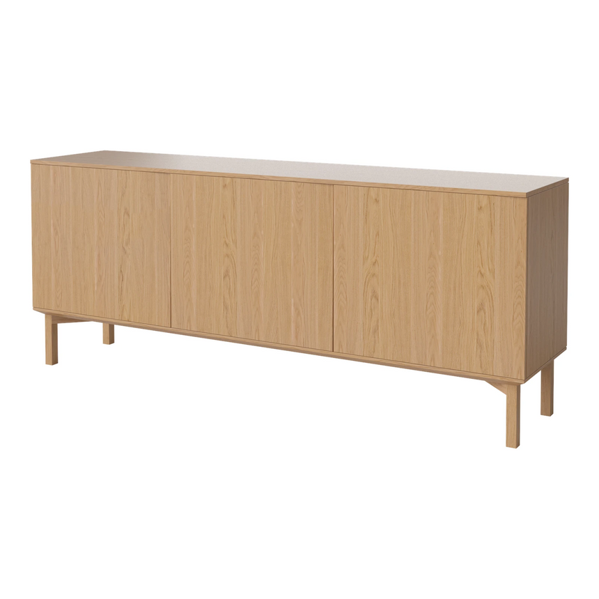 Silent Sideboard avec piétement en bois, en chêne huilé, 200x45 cm