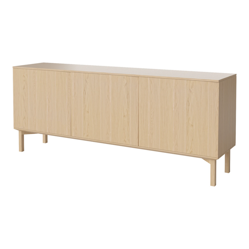 Silent Sideboard avec piétement en bois, en chêne huilé, 200x45 cm