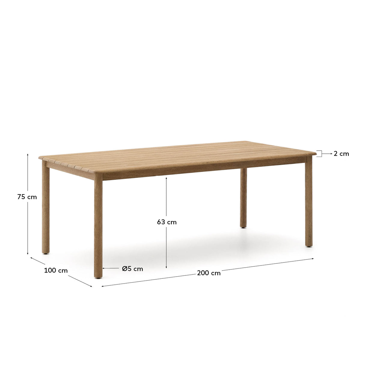 Tisch Sori aus massivem Akazienholz, 200 x 100 cm, FSC 100 % - ZEN ZONE Furniture