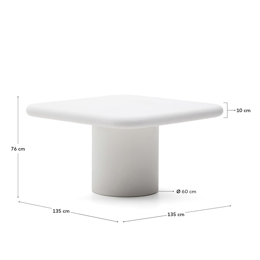 Tisch Addaia aus weißem Zement 135 x 135 cm - ZEN ZONE Furniture