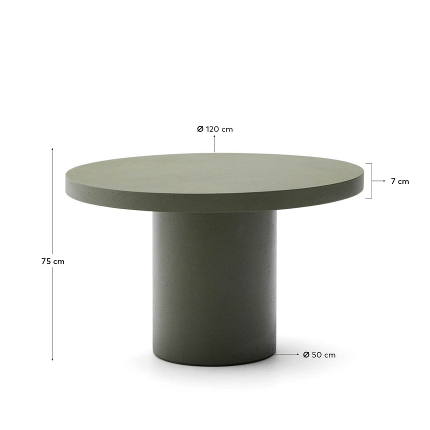 Runder Tisch Aiguablava aus Zement in Grün Ø 120 cm - ZEN ZONE Furniture