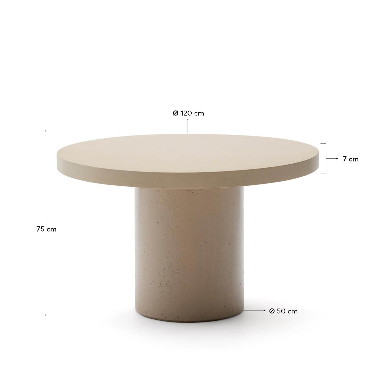 Runder Tisch Aiguablava aus Zement in Beige Ø 120 cm - ZEN ZONE Furniture