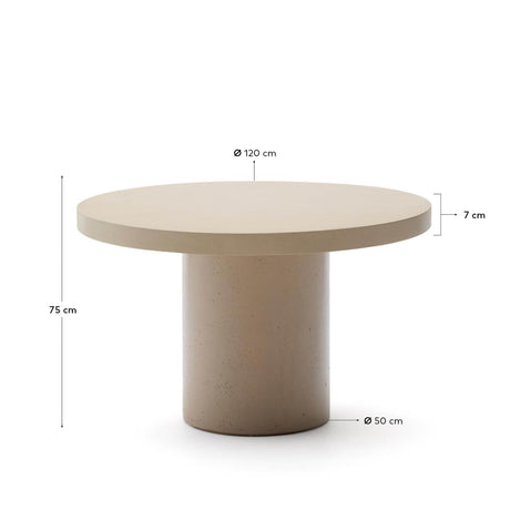 Runder Tisch Aiguablava aus Zement in Beige Ø 120 cm - ZEN ZONE Furniture