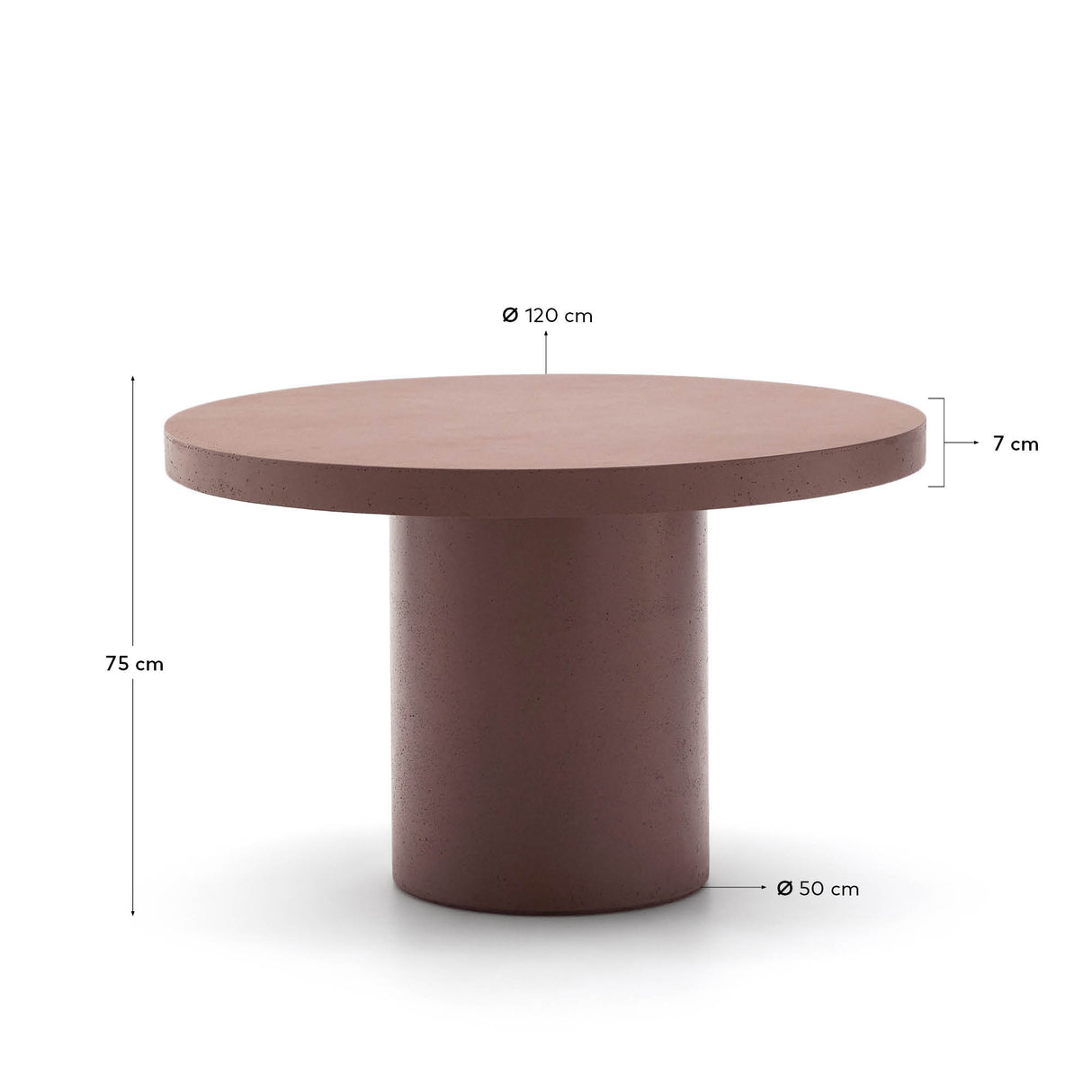 Runder Tisch Aiguablava aus Zement in Terrakotta Ø 120 cm