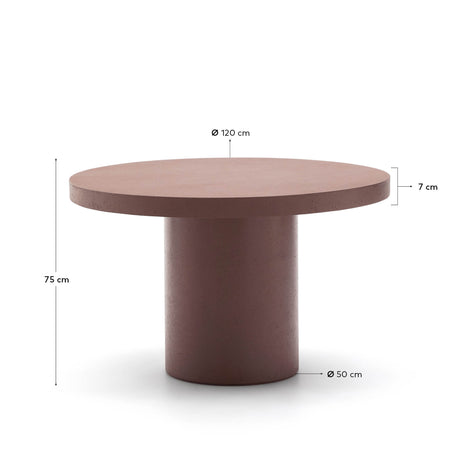 Runder Tisch Aiguablava aus Zement in Terrakotta Ø 120 cm - ZEN ZONE Furniture