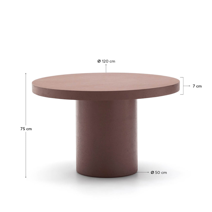 Runder Tisch Aiguablava aus Zement in Terrakotta Ø 120 cm - ZEN ZONE Furniture