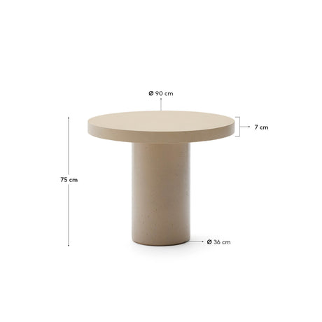 Runder Tisch Aiguablava aus Zement in Beige Ø 90 cm - ZEN ZONE Furniture