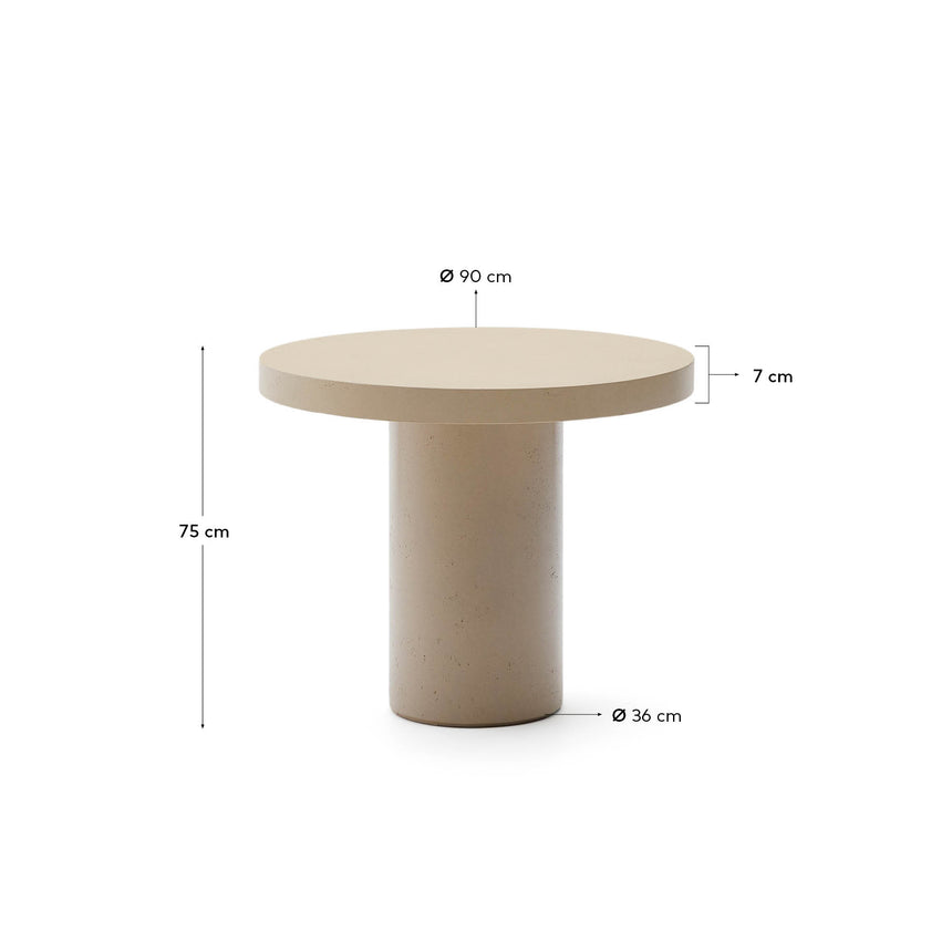 Runder Tisch Aiguablava aus Zement in Beige Ø 90 cm - ZEN ZONE Furniture