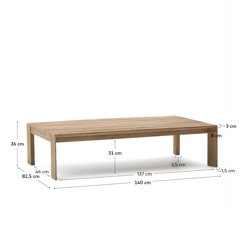Couchtisch Ambra aus massivem Akazienholz mit hellem Finish 82,5 x 140 cm - ZEN ZONE Furniture