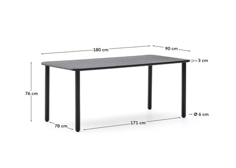 Outdoor-Tisch Brai aus dunkelgrau verzinktem Stahl 180 x 90 cm - ZEN ZONE Furniture