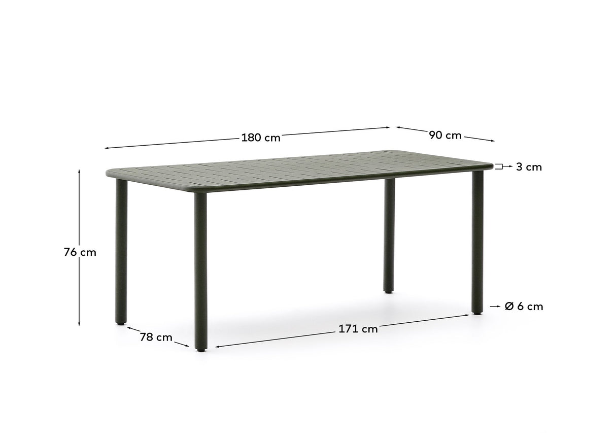 Outdoor-Tisch Brai aus grün verzinktem Stahl 180 x 90 cm