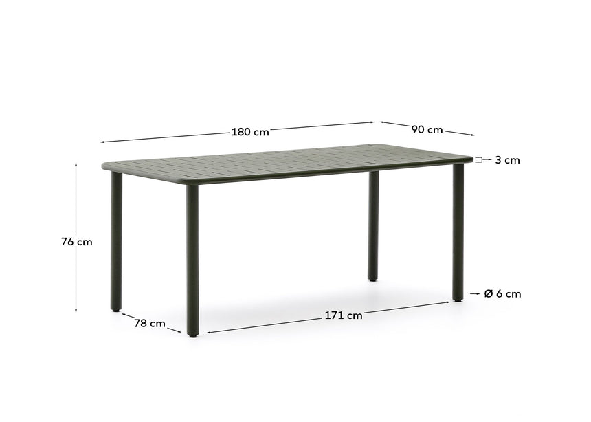 Outdoor-Tisch Brai aus grün verzinktem Stahl 180 x 90 cm - ZEN ZONE Furniture