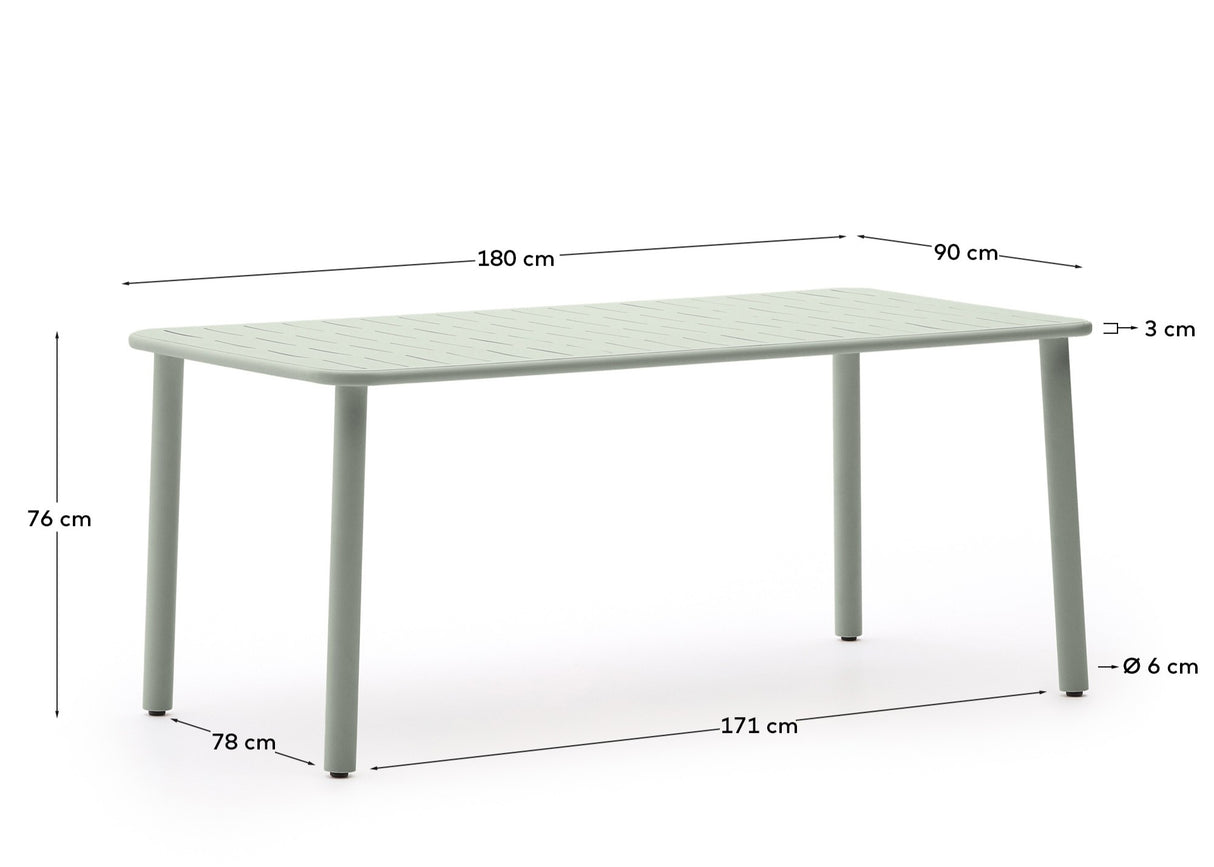 Outdoor-Tisch Brai aus türkis verzinktem Stahl 180 x 90 cm
