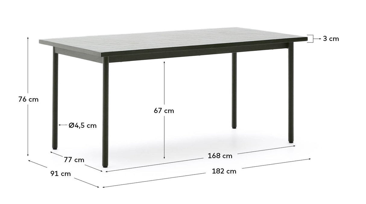 Outdoor-Tisch Maurina aus grün verzinktem Stahl und grünen Kacheln 182 x 91 cm - ZEN ZONE Furniture