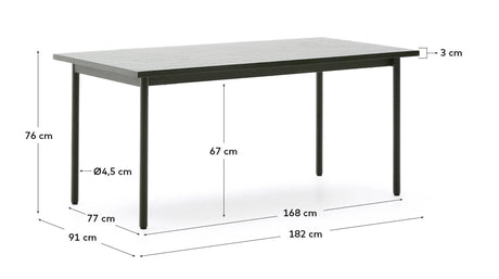 Outdoor-Tisch Maurina aus grün verzinktem Stahl und grünen Kacheln 182 x 91 cm - ZEN ZONE Furniture
