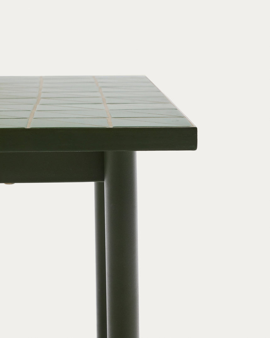 Outdoor-Tisch Maurina aus grün verzinktem Stahl und grünen Kacheln 182 x 91 cm - ZEN ZONE Furniture