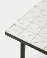 Outdoor-Tisch Maurina aus grün verzinktem Stahl mit Kacheln  in der Farbe Écru 182 x 91 cm - ZEN ZONE Furniture