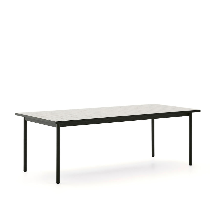 Outdoor-Stuhl Maurina aus grün verzinktem Stahl mit Kacheln in der Farbe Écru 223 x 101 cm - ZEN ZONE Furniture