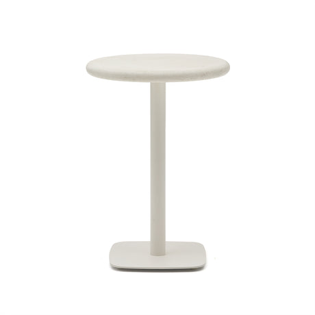 Hoher, runder Outdoor-Tisch Dina mit weißer Zementplatte Ø 70 cm und weißem Stahlfuß 48 x 48 x 96 cm - ZEN ZONE Furniture