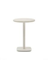 Hoher, runder Outdoor-Tisch Dina mit weißer Zementplatte Ø 70 cm und weißem Stahlfuß 48 x 48 x 96 cm - ZEN ZONE Furniture