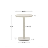 Hoher, runder Outdoor-Tisch Dina mit weißer Zementplatte Ø 70 cm und weißem Stahlfuß 48 x 48 x 96 cm - ZEN ZONE Furniture