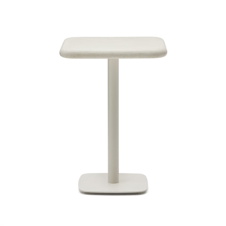 Hoher Outdoor-Tisch Dina mit weißer Zementplatte 70 x 70 cm und weißem Stahlfuß 48 x 48 x 96 cm - ZEN ZONE Furniture