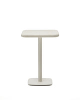 Hoher Outdoor-Tisch Dina mit weißer Zementplatte 70 x 70 cm und weißem Stahlfuß 48 x 48 x 96 cm - ZEN ZONE Furniture
