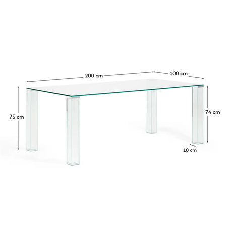 Tisch Adularia aus Einscheiben-Sicherheitsglas, 200 x 100 cm - ZEN ZONE Furniture