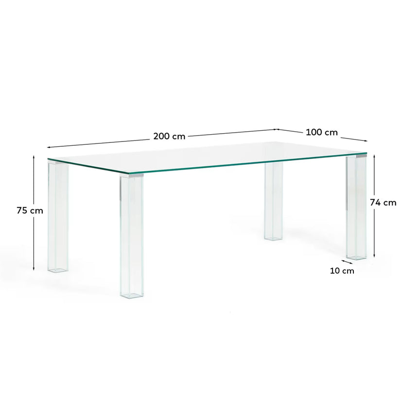 Tisch Adularia aus Einscheiben-Sicherheitsglas, 200 x 100 cm - ZEN ZONE Furniture
