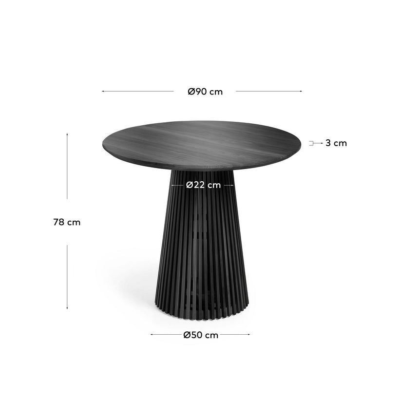 Jeanette runder Tisch aus massivem Mindiholz schwarz Ø 90 cm - ZEN ZONE Furniture