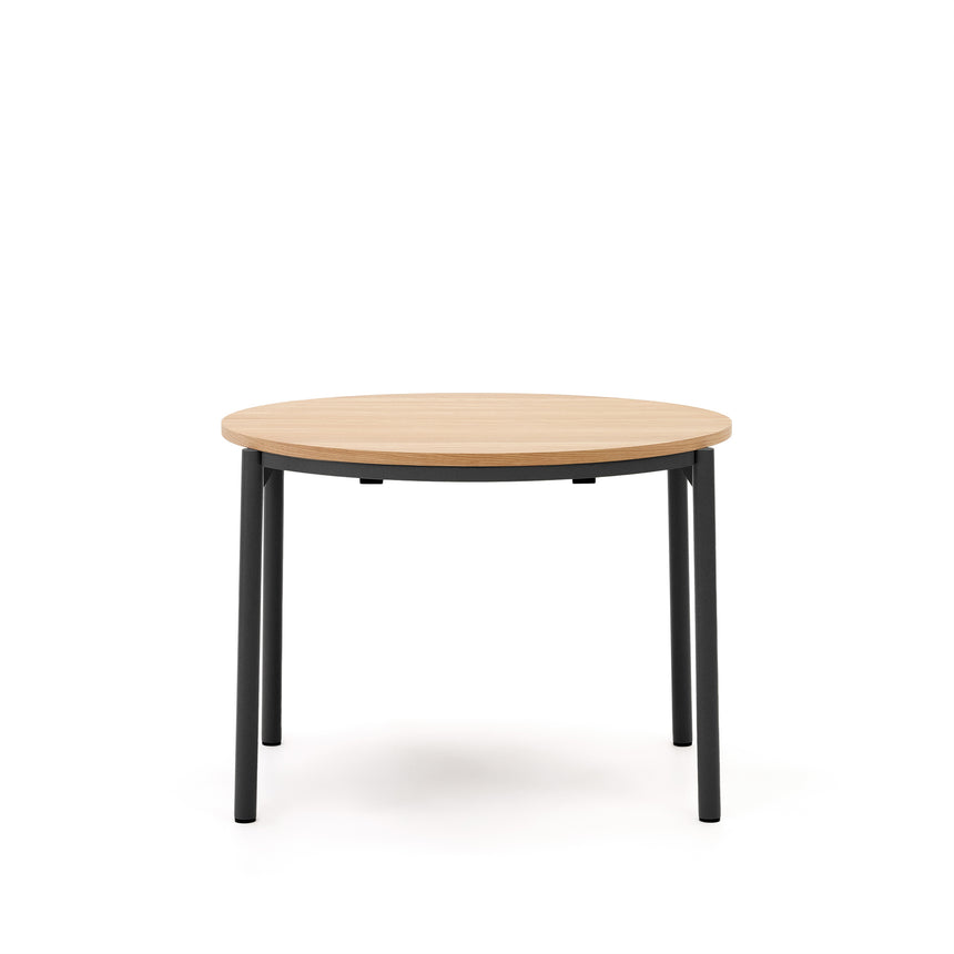 Montuiri Ausziehtisch rund Eichenfurnier und Stahlbeine schwarzes Finish Ø90(130) cm - ZEN ZONE Furniture