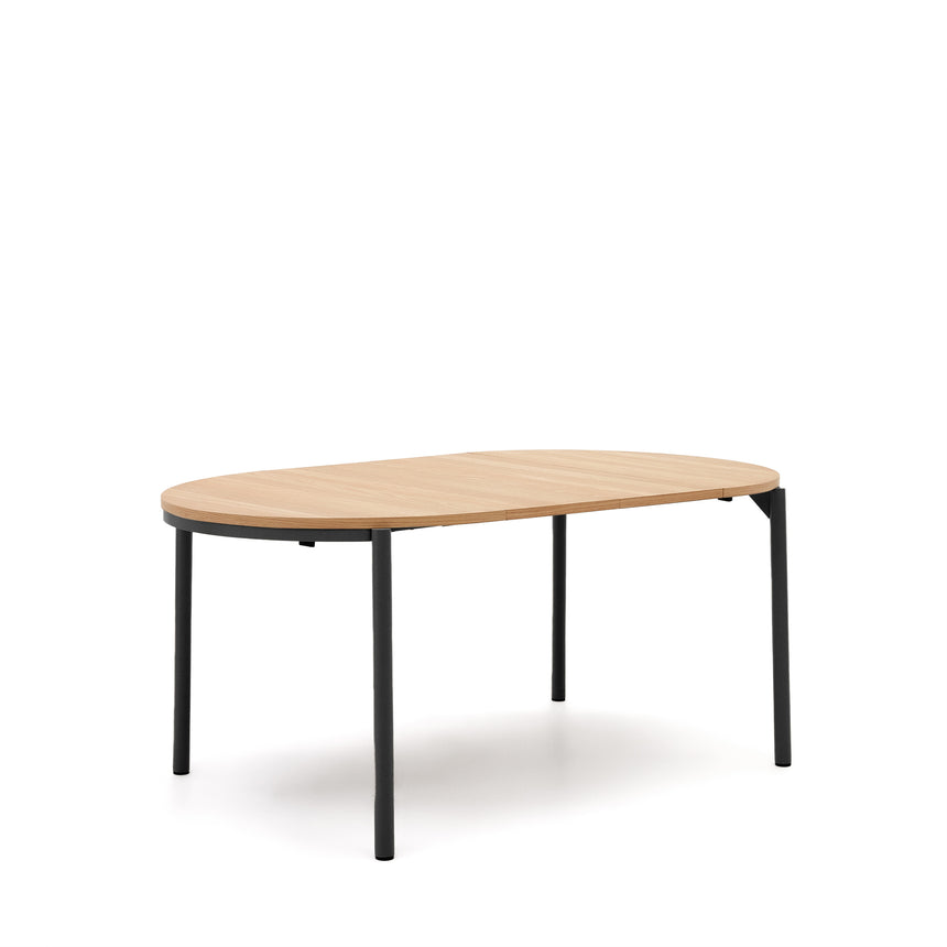 Montuiri Ausziehtisch rund Eichenfurnier und Stahlbeine schwarzes Finish Ø90(130) cm - ZEN ZONE Furniture
