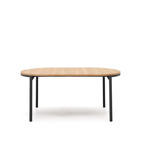 Montuiri Ausziehtisch rund Eichenfurnier und Stahlbeine schwarzes Finish Ø90(130) cm - ZEN ZONE