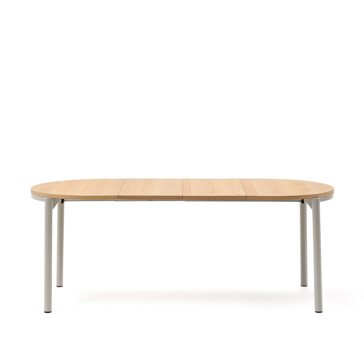 Montuiri Ausziehtisch rund Eichenfurnier und Stahlbeine graues Finish 120(160) x 90 cm - ZEN ZONE Furniture