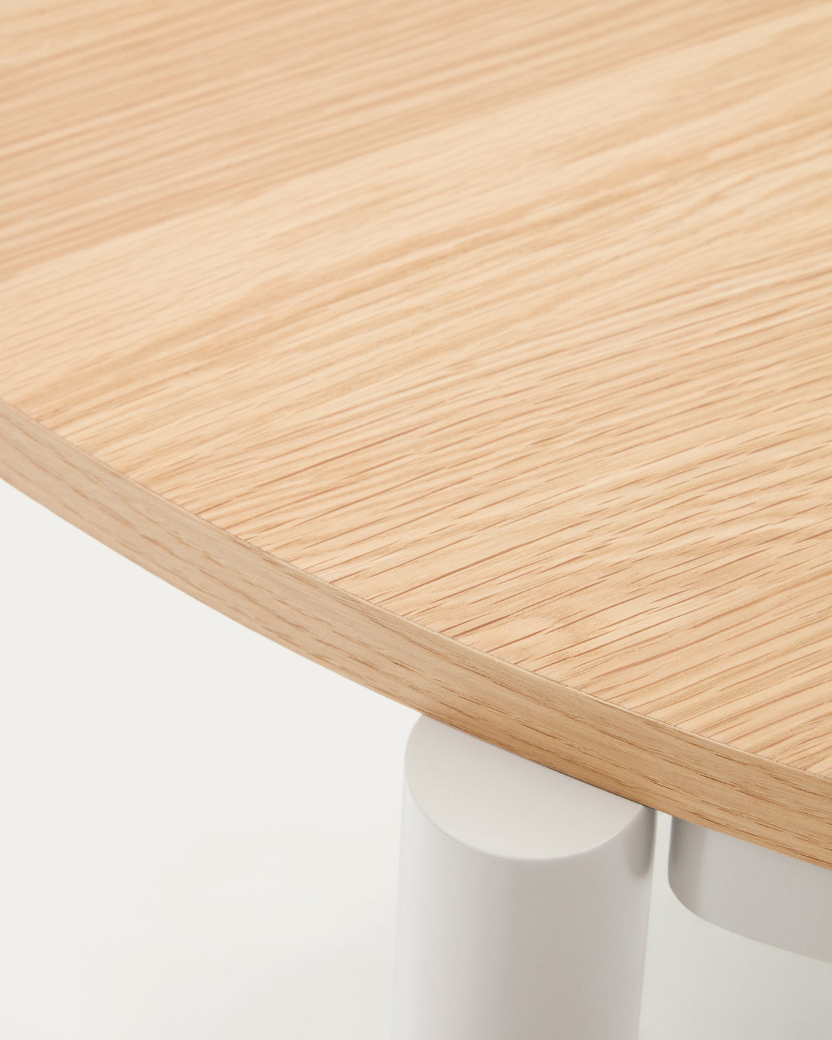 Montuiri Ausziehtisch rund Eichenfurnier und Stahlbeine graues Finish 120(160) x 90 cm - ZEN ZONE Furniture