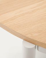 Montuiri Ausziehtisch rund Eichenfurnier und Stahlbeine graues Finish 120(160) x 90 cm - ZEN ZONE Furniture