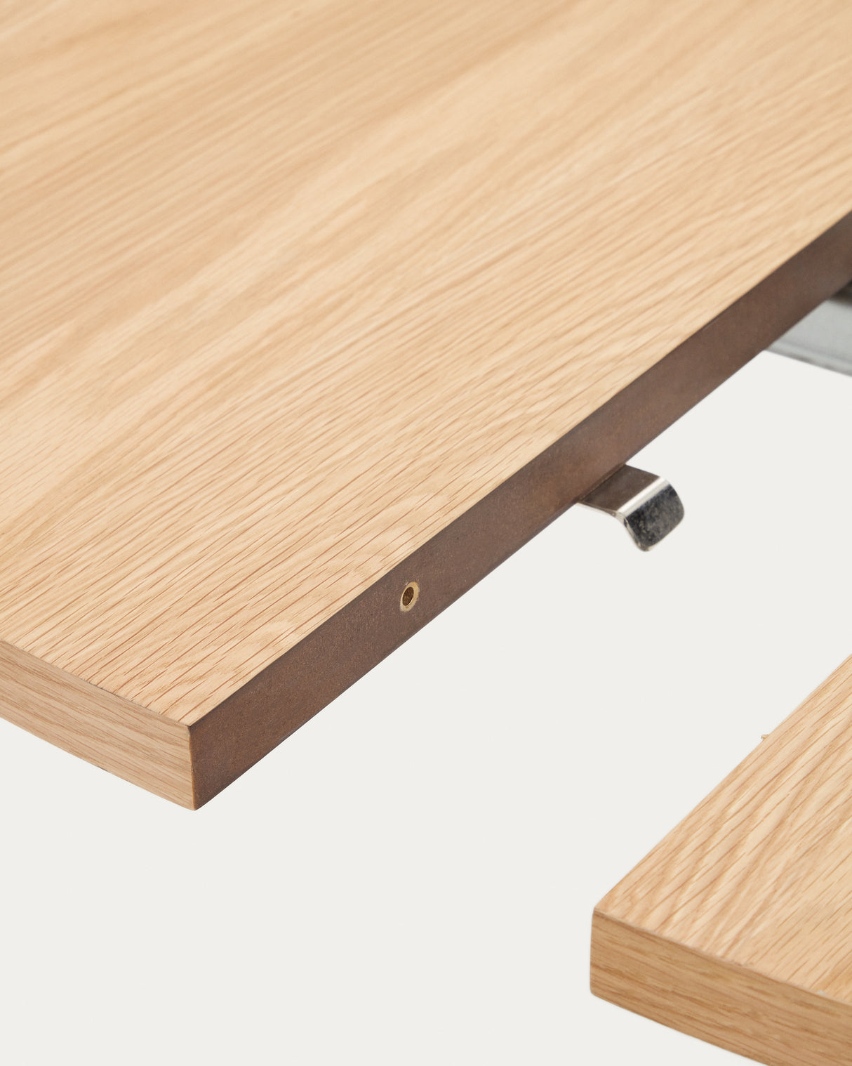 Montuiri Ausziehtisch rund Eichenfurnier und Stahlbeine graues Finish 120(160) x 90 cm - ZEN ZONE Furniture
