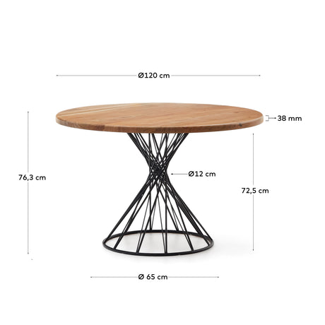 Niut runder Tisch aus massivem Akazienholzmit Stahlbeinen in Schwarz Ø 120 cm - ZEN ZONE Furniture