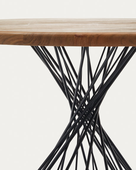 Niut runder Tisch aus massivem Akazienholzmit Stahlbeinen in Schwarz Ø 120 cm - ZEN ZONE Furniture